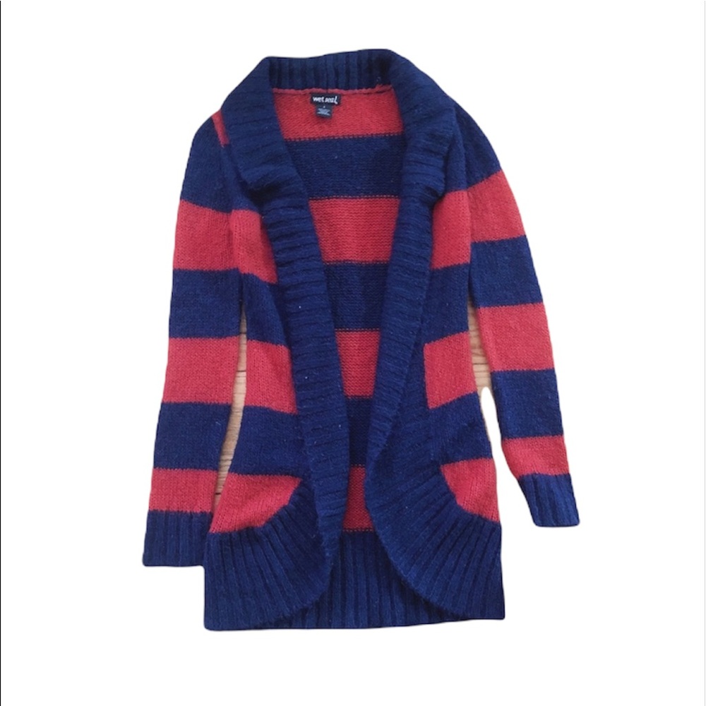 Wet Seal Red and Navy Cardigan